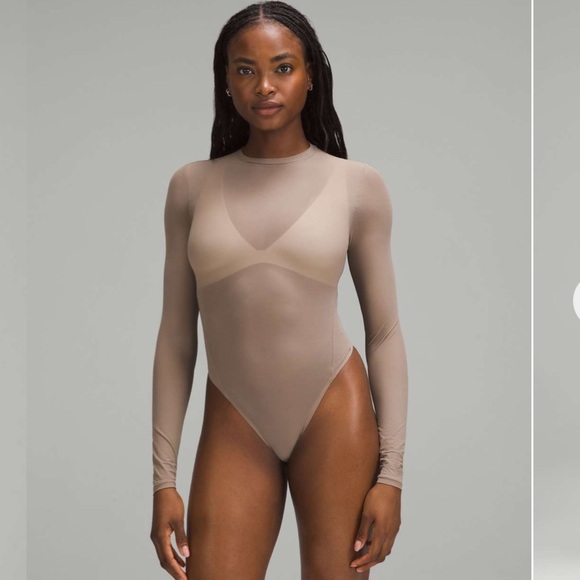 Lululemon Athletica Taupe Mesh Bodysuit - Picture 1 of 3